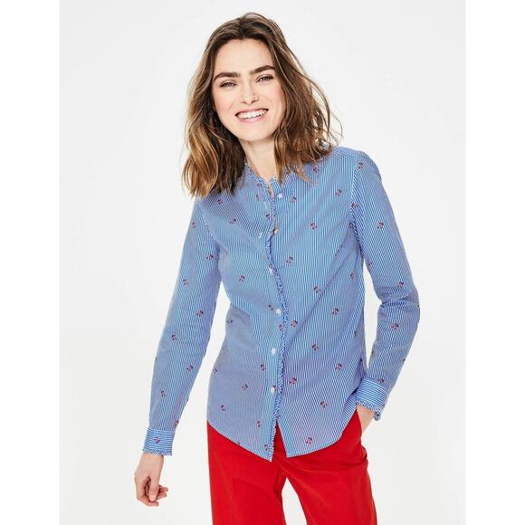 Boden Striped Cherry Print Cotton Mabel Long Sleeve Button Down Shirt size 4R - Picture 3 of 7